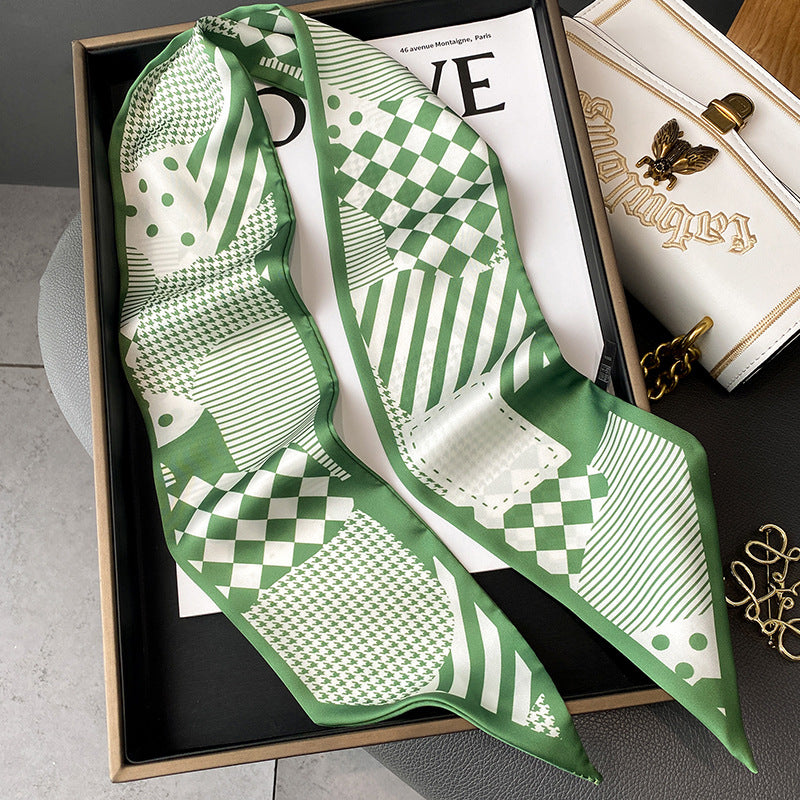 Foulard Ruban Imprimé – Patchwork vert