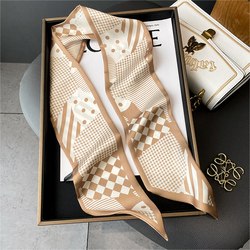 Foulard Ruban Imprimé – Patchwork beige