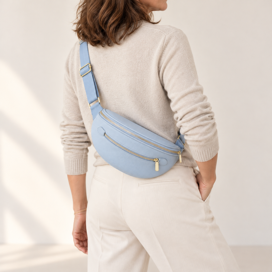 Sac Banane Rétro Effet Cuir – Bleu ciel