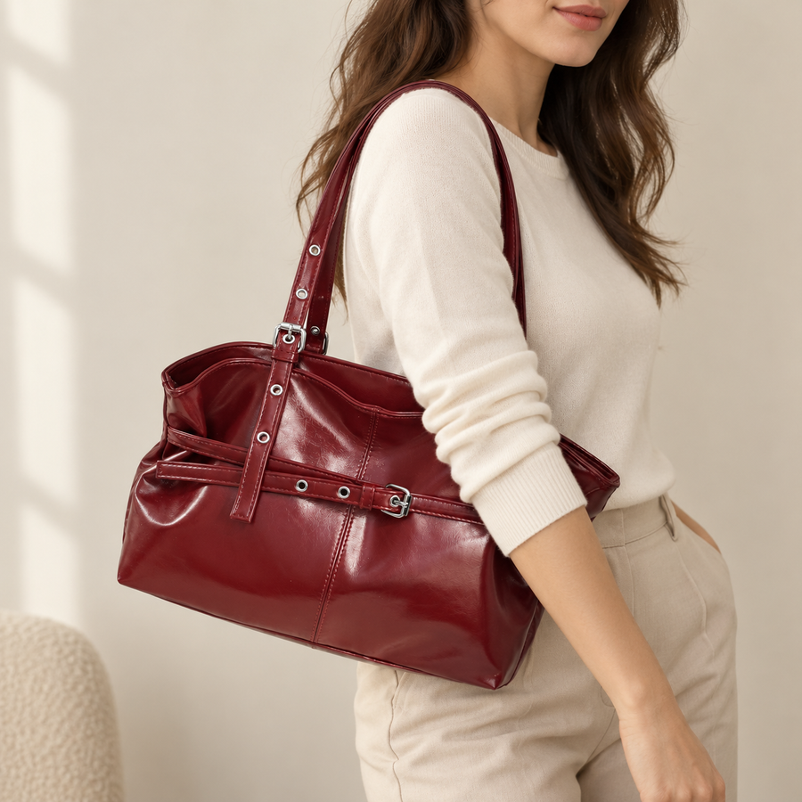 Sac à Anses Bouclées Bordeaux – Brin de Charme