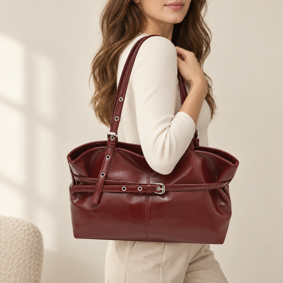 Sac à Anses Bouclées Bordeaux – Brin de Charme