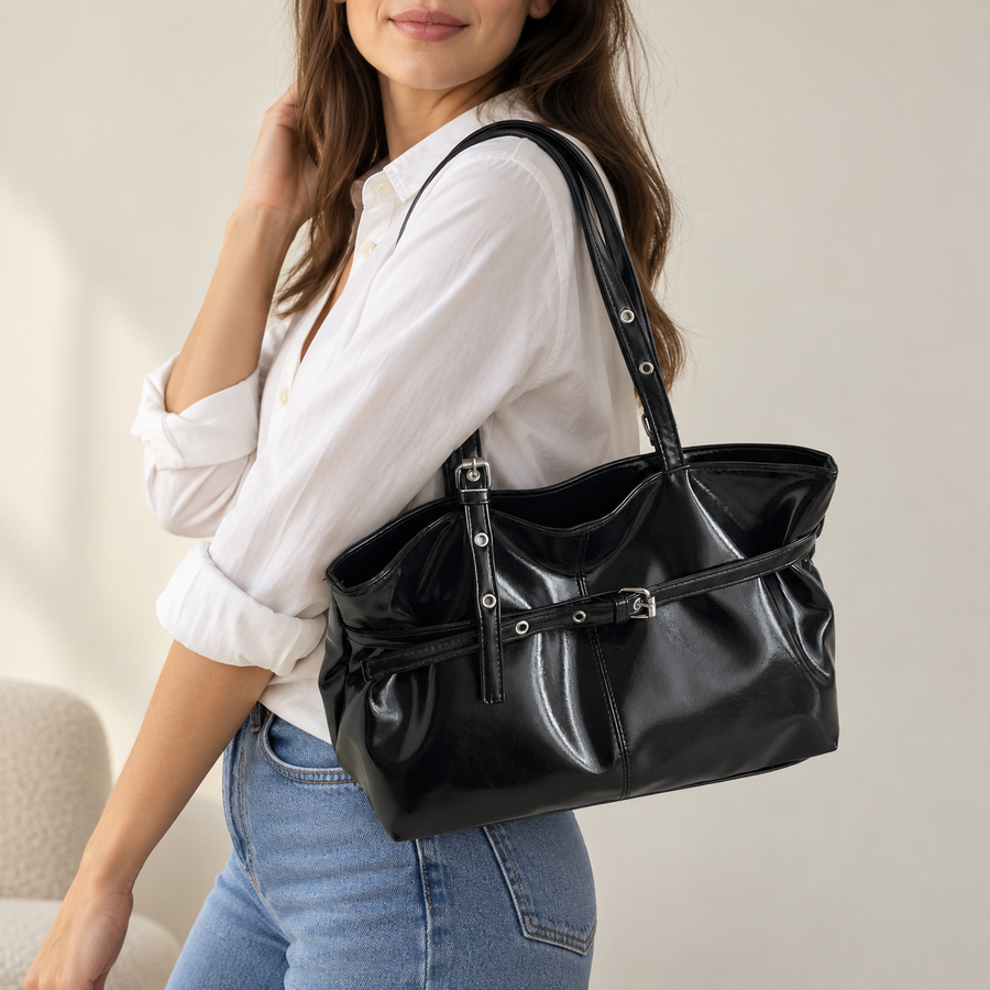 Sac à Anses Bouclées Noir – Brin de Charme