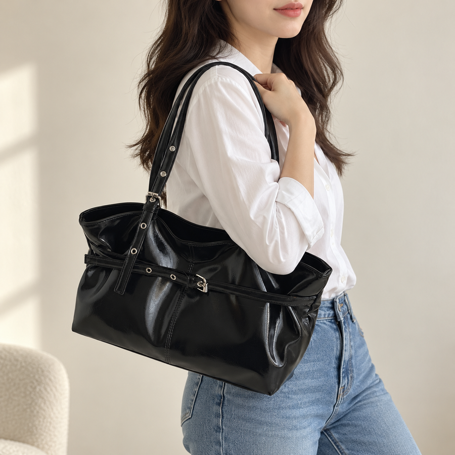 Sac à Anses Bouclées Noir – Brin de Charme
