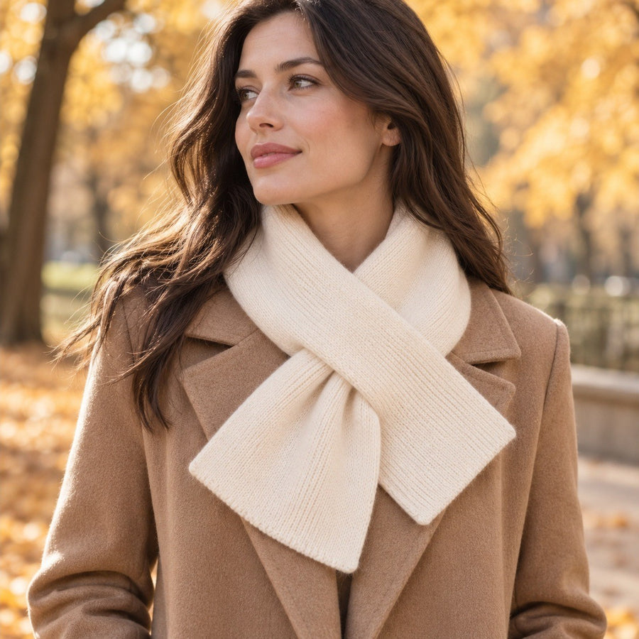 Cache-col Croisé Tricot – Beige