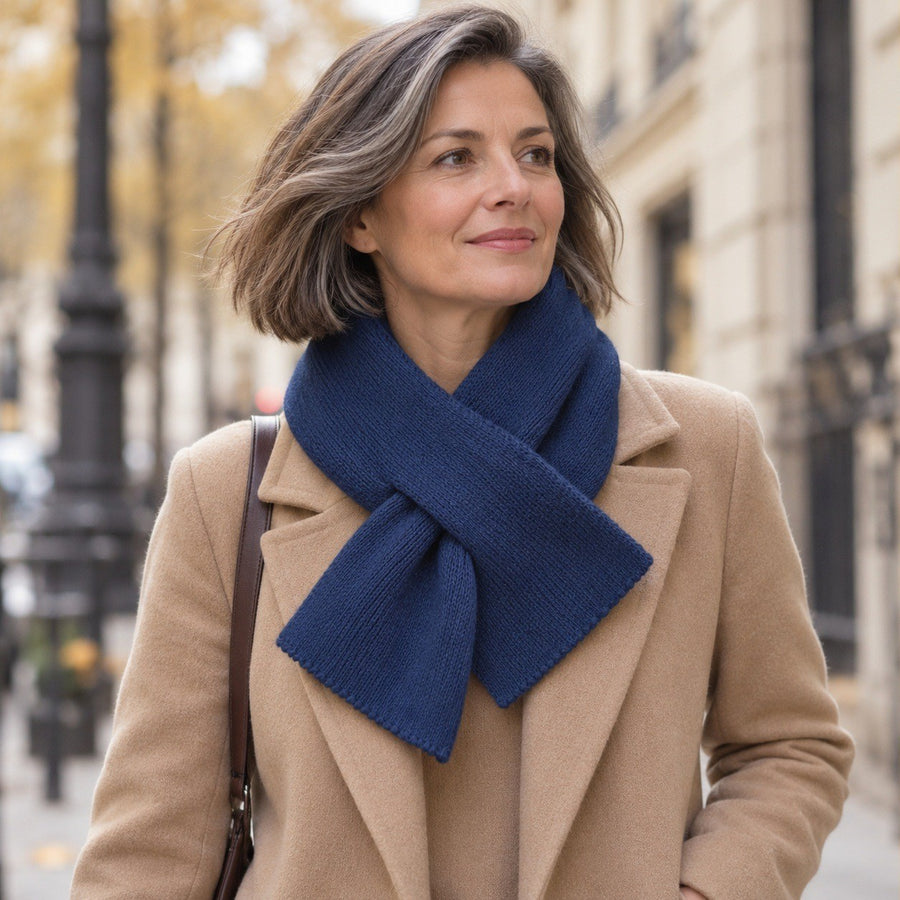 Cache-col Croisé Tricot – Bleu