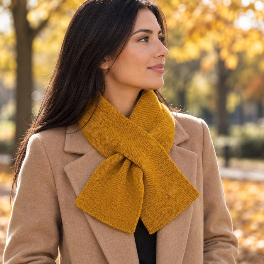 Cache-col Croisé Tricot – Moutarde