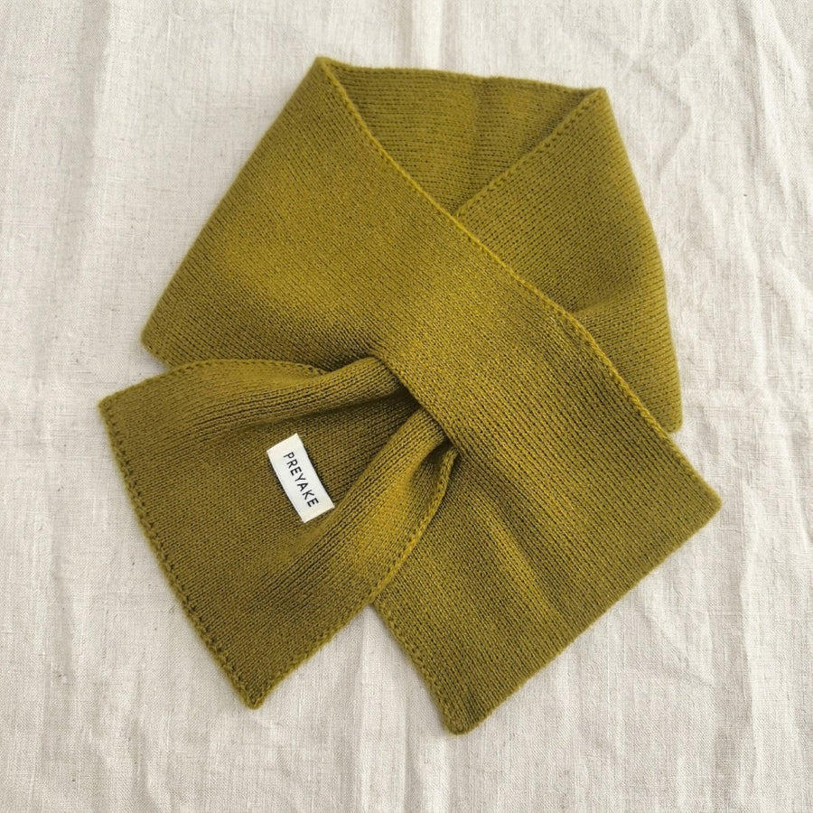 Cache-col Croisé Tricot – Vert moutarde