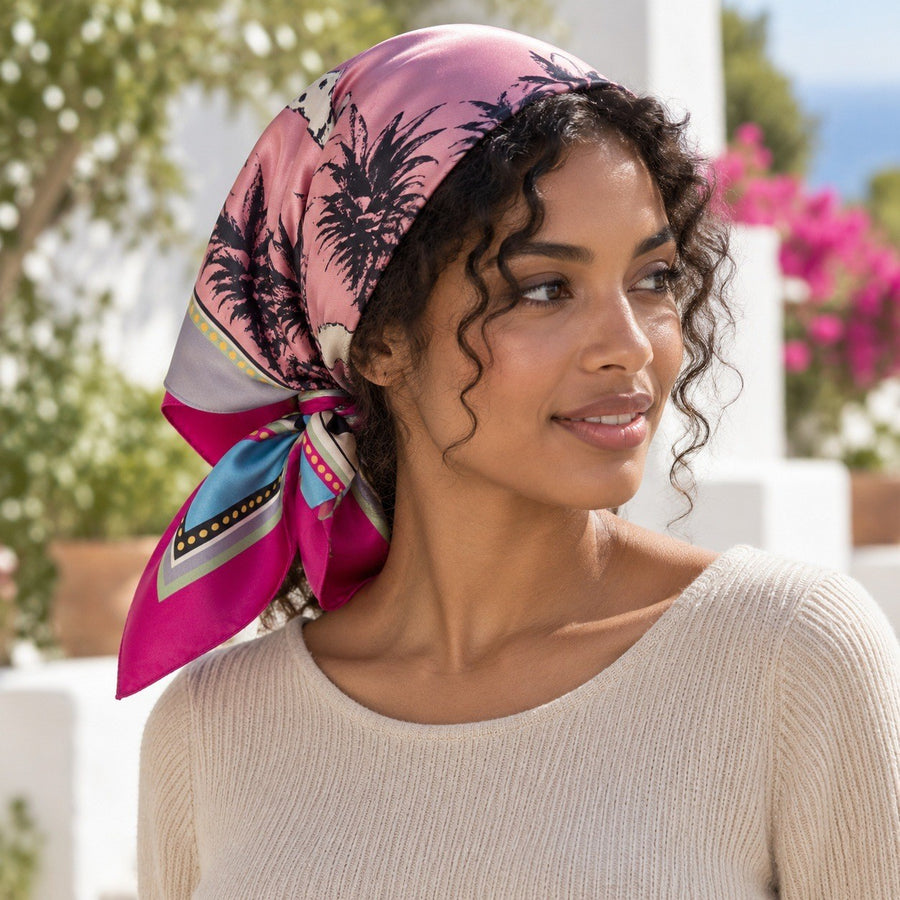 Carré Color Block – Rose et fuchsia, motif ananas