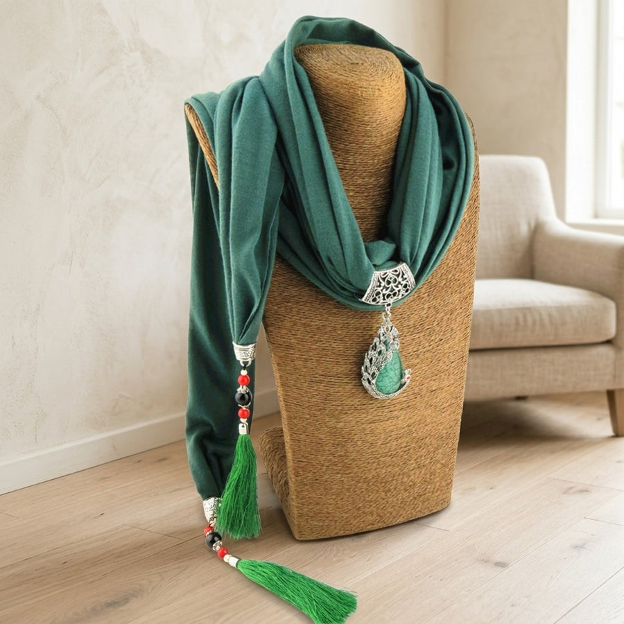 Écharpe Bijou à Pendentif – Vert