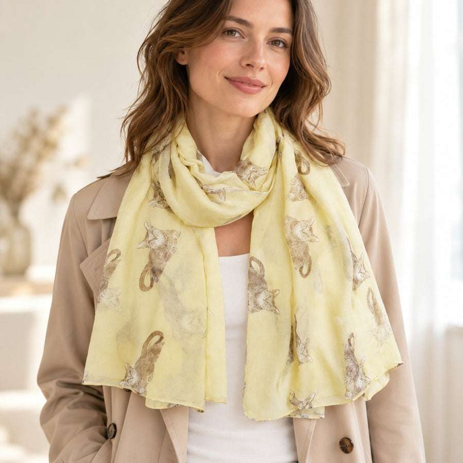 Étole Chats Persans – Jaune pâle