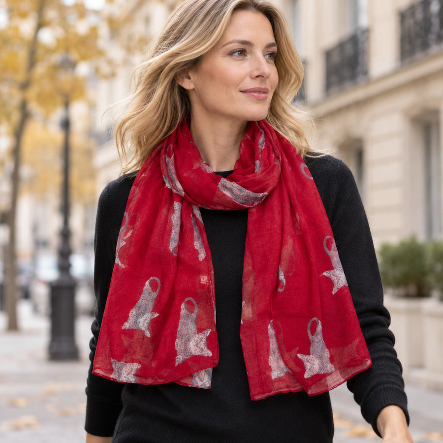 Étole Chats Persans – Rouge
