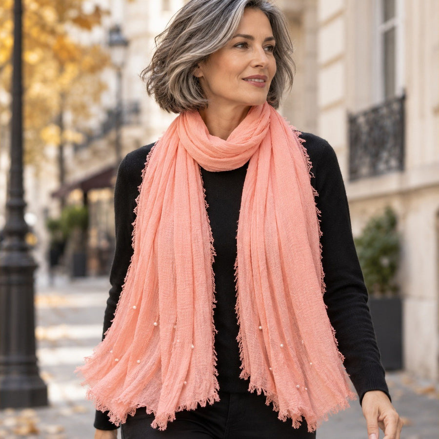 Étole Froissée à Perles – Pêche