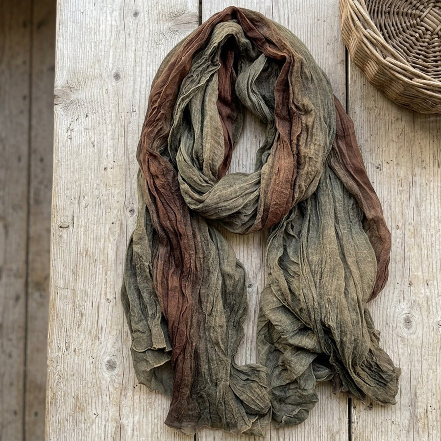 Étole Froissée Nuancée – Vert et marron