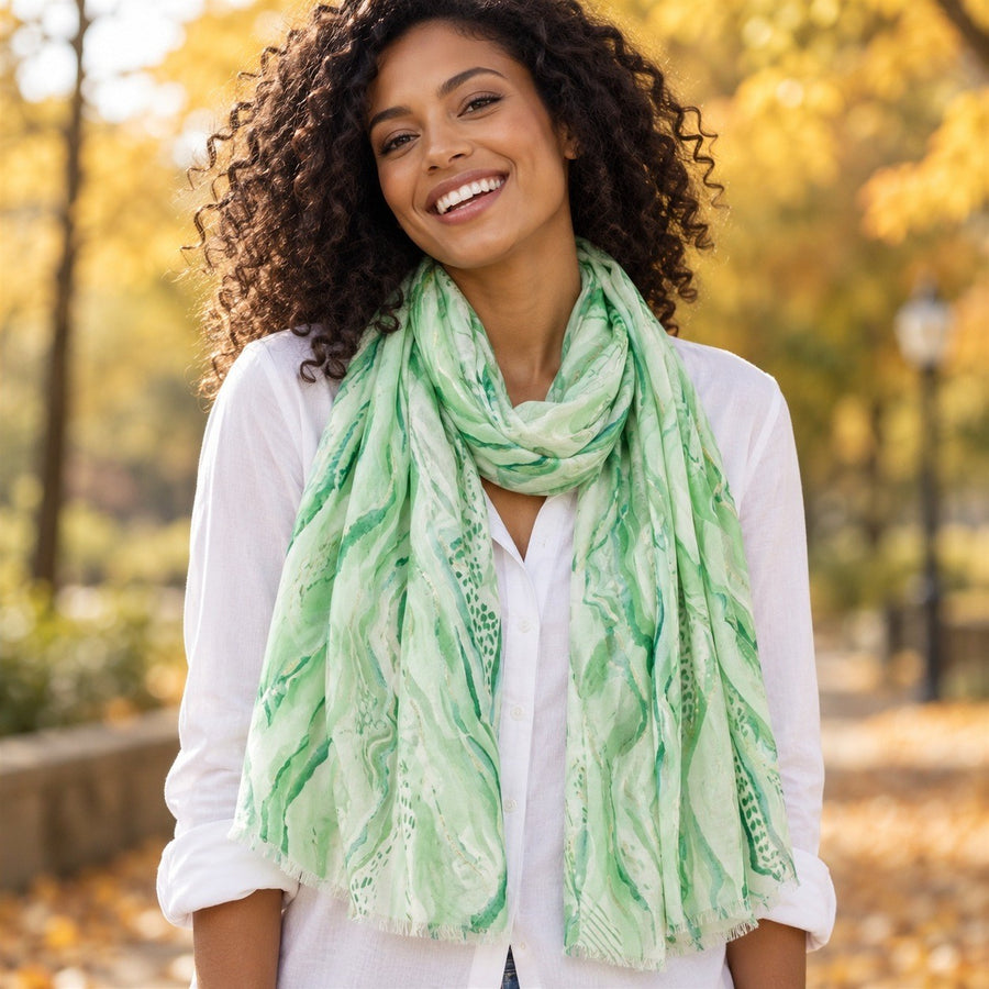 Étole Marbrée Reflets Dorés – Vert
