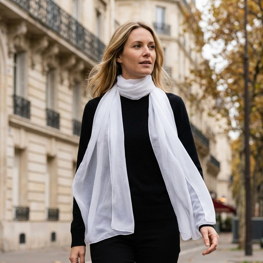 Étole Mousseline Unie – Blanc