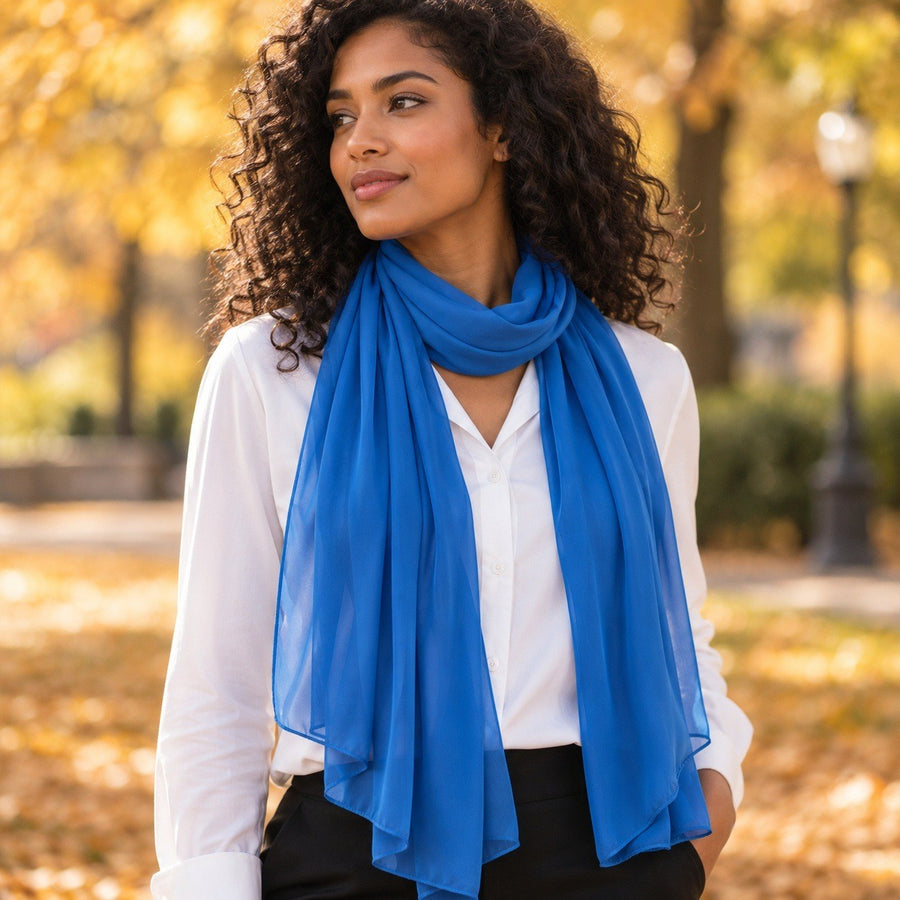 Étole Mousseline Unie – Bleu