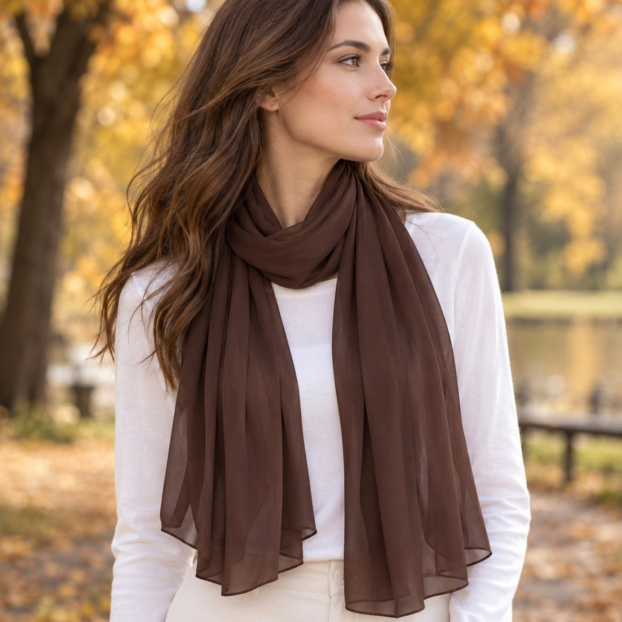 Étole Mousseline Unie – Chocolat