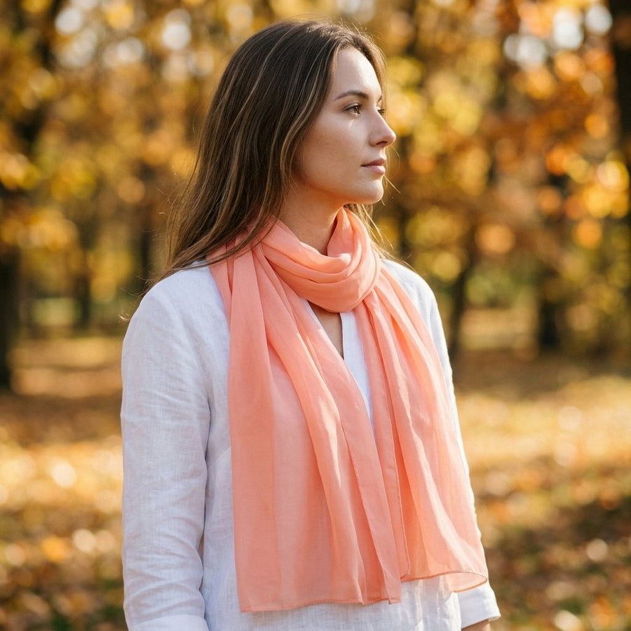 Étole Mousseline Unie – Corail