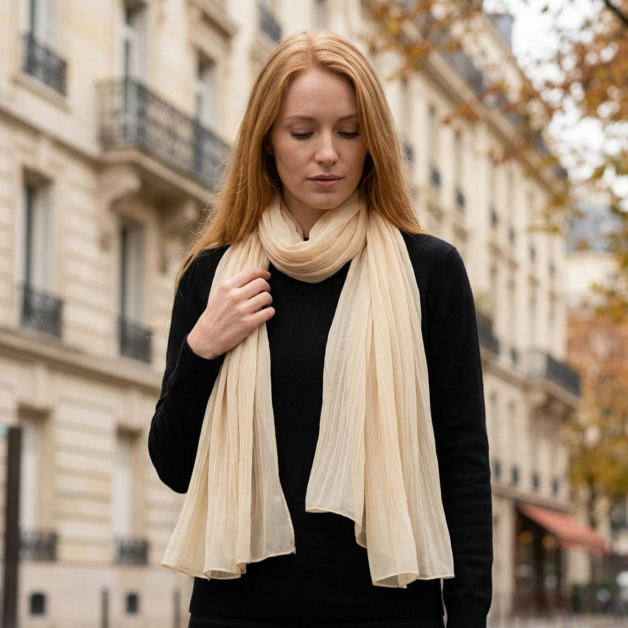 Étole Mousseline Unie – Crème