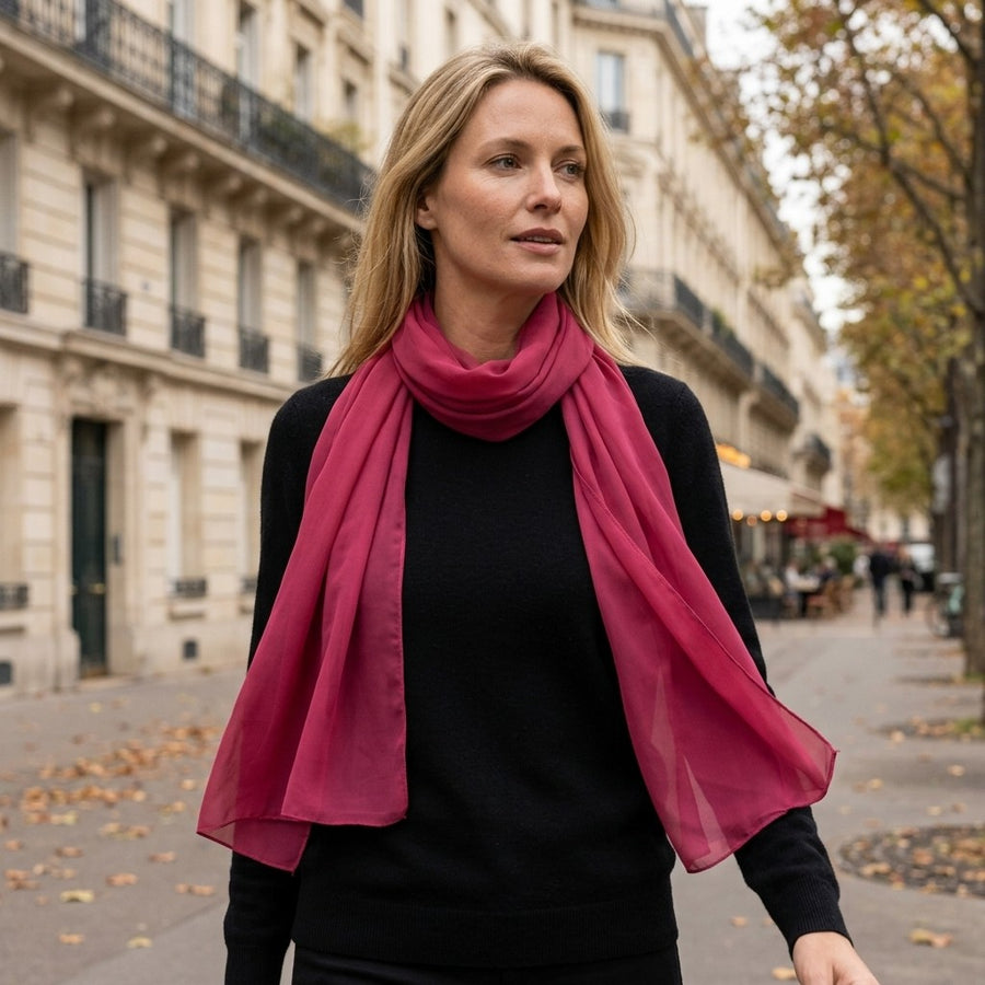 Étole Mousseline Unie – Framboise
