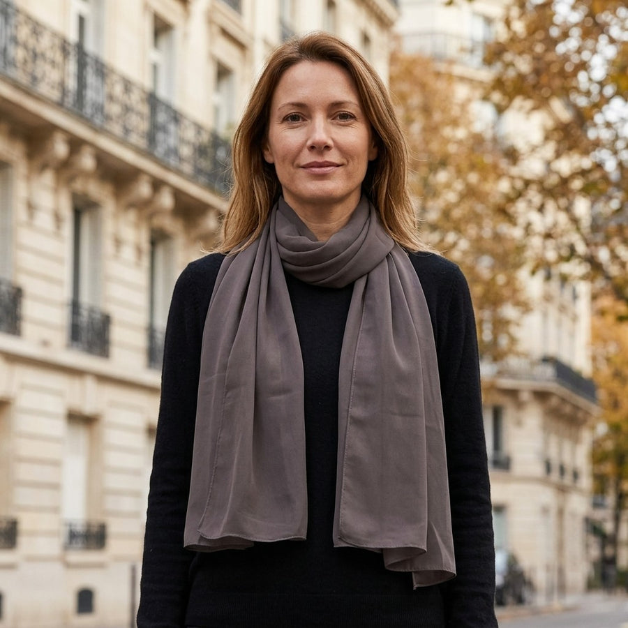 Étole Mousseline Unie – Gris anthracite