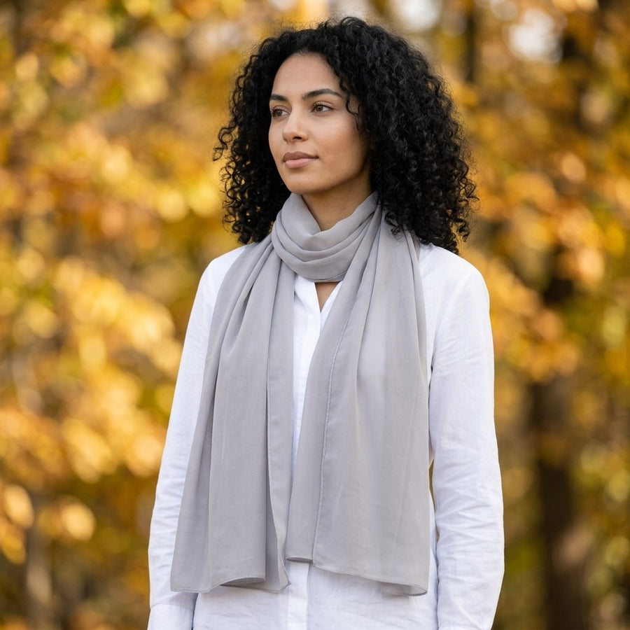 Étole Mousseline Unie – Gris clair