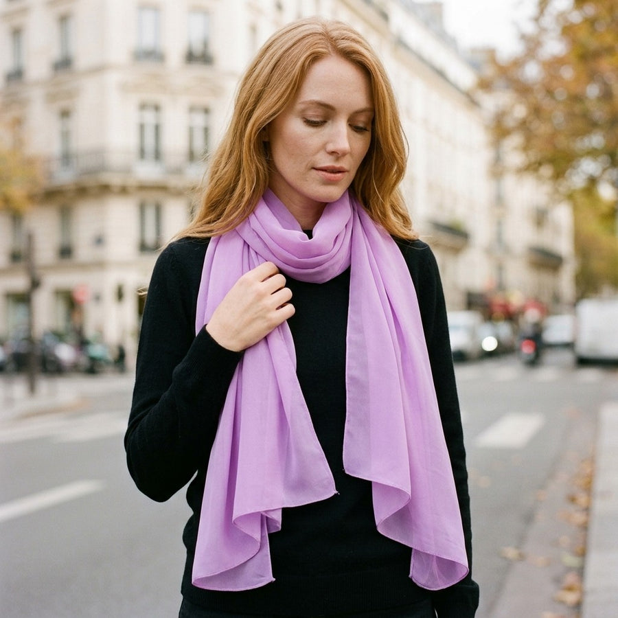 Étole Mousseline Unie – Lilas