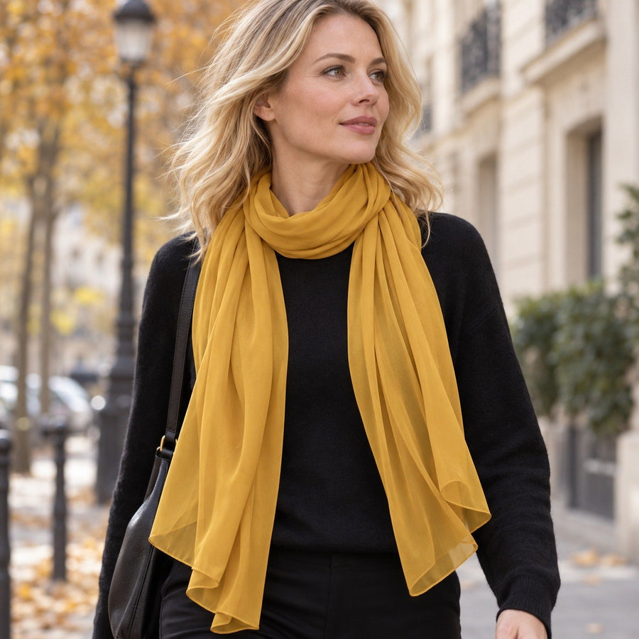 Étole Mousseline Unie – Moutarde