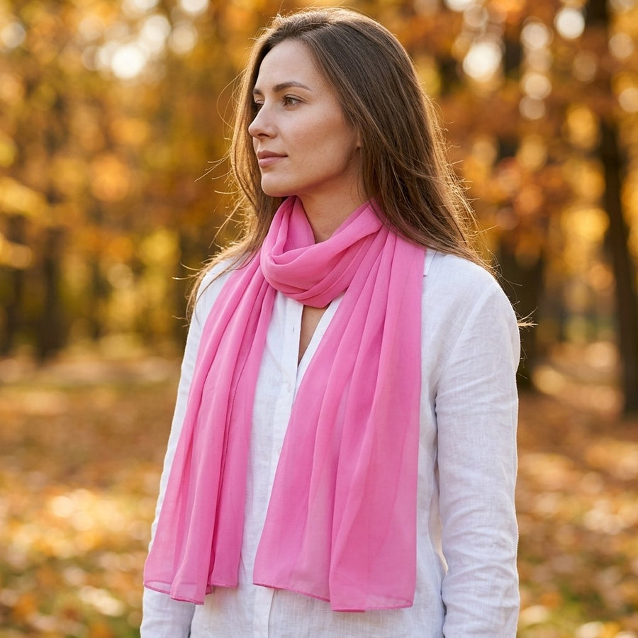 Étole Mousseline Unie – Rose bonbon