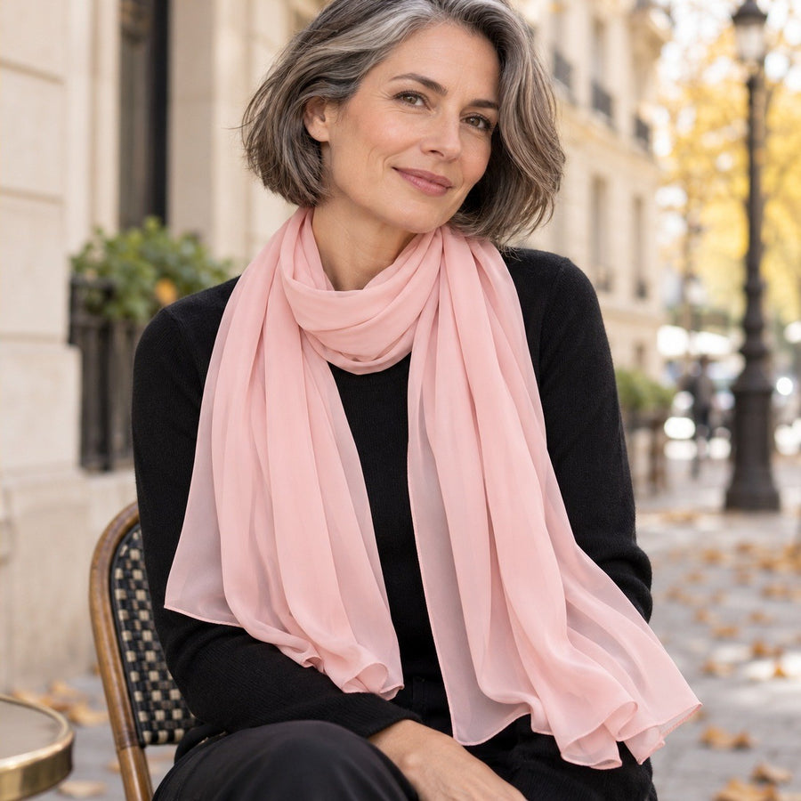 Étole Mousseline Unie – Rose pâle