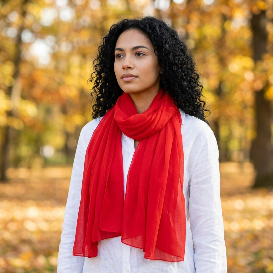 Étole Mousseline Unie – Rouge