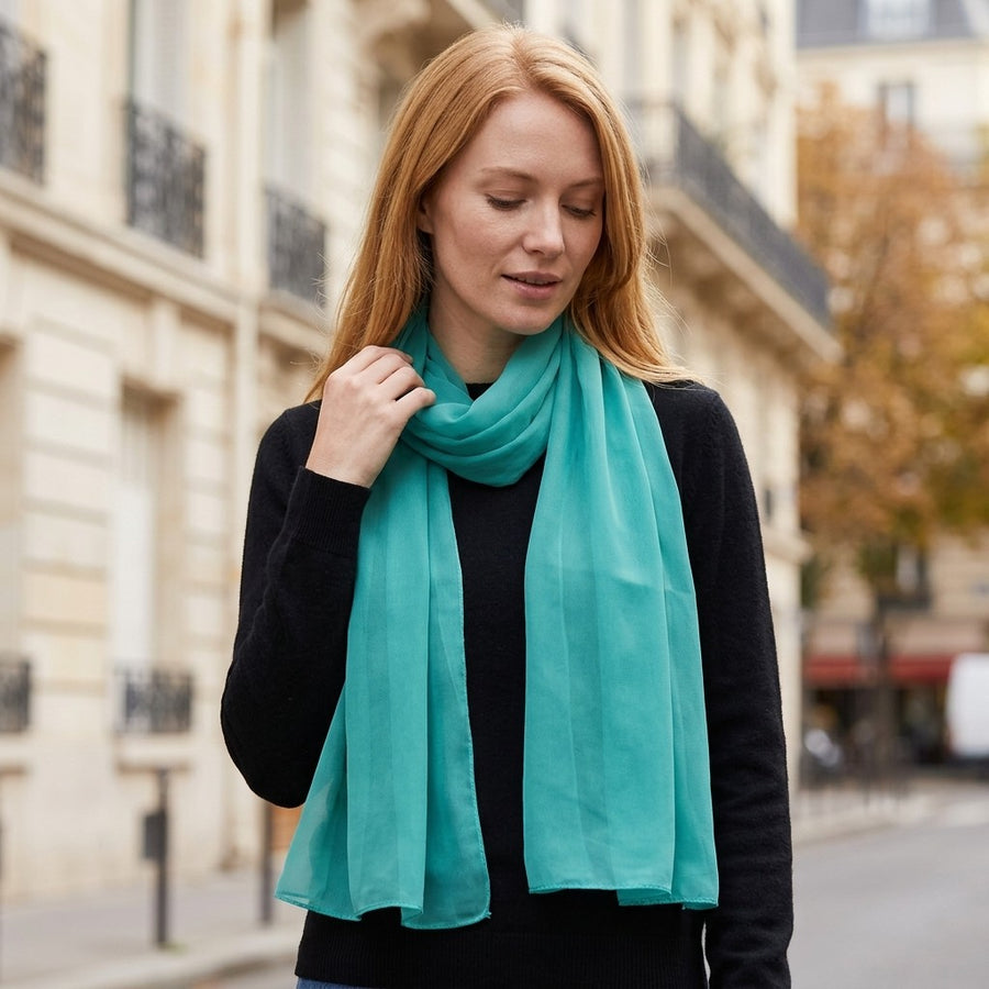 Étole Mousseline Unie – Turquoise