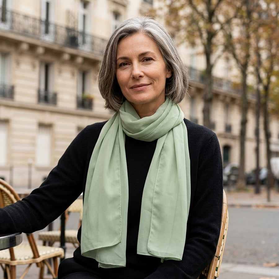 Étole Mousseline Unie – Vert sauge