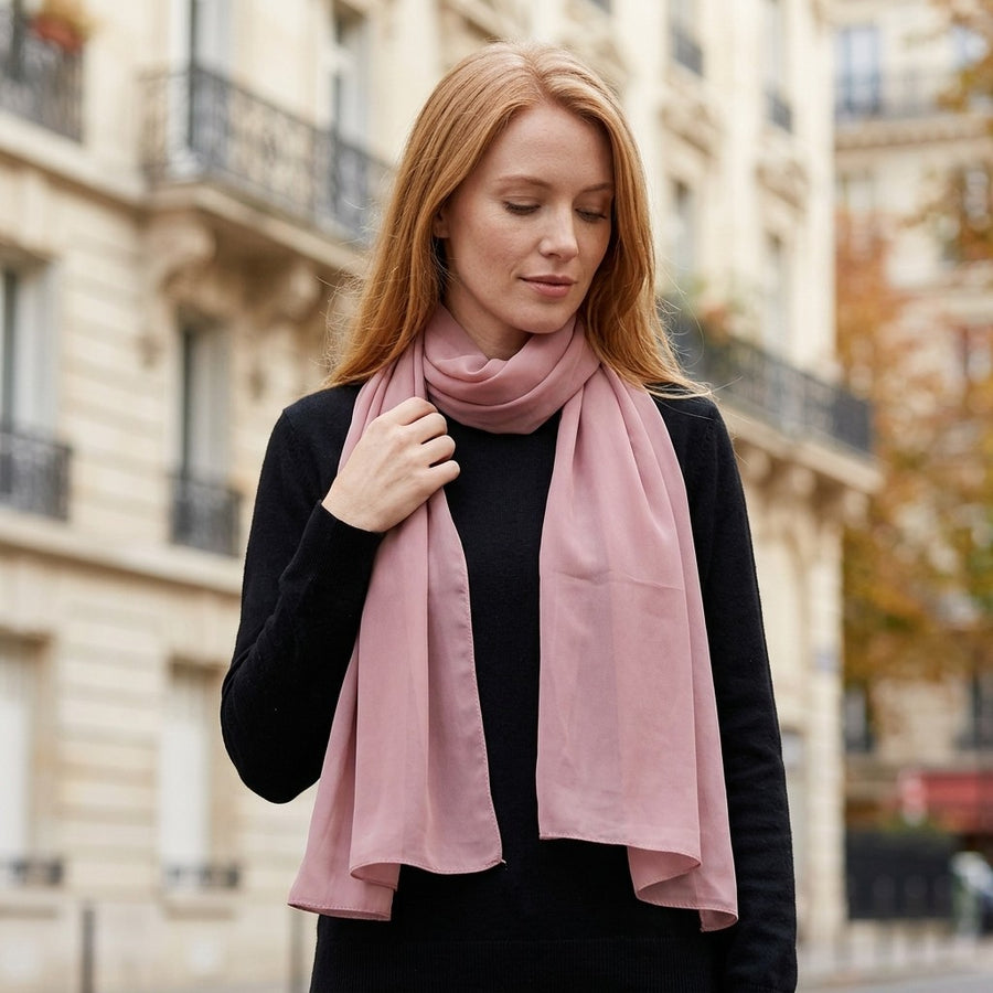 Étole Mousseline Unie – Vieux rose