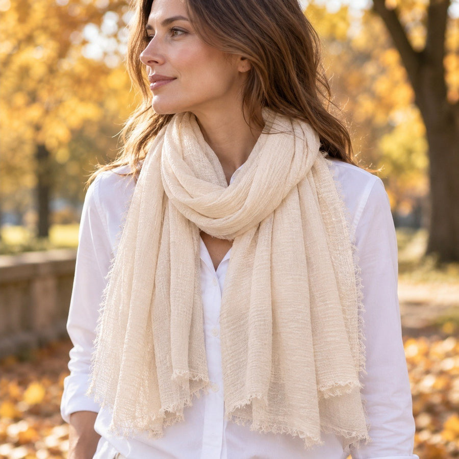 Étole Voile Plissé – Beige