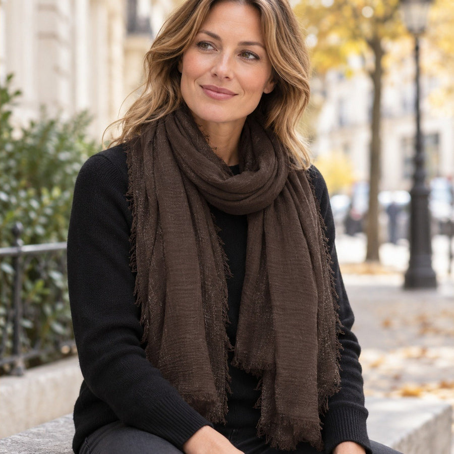 Étole Voile Plissé – Chocolat