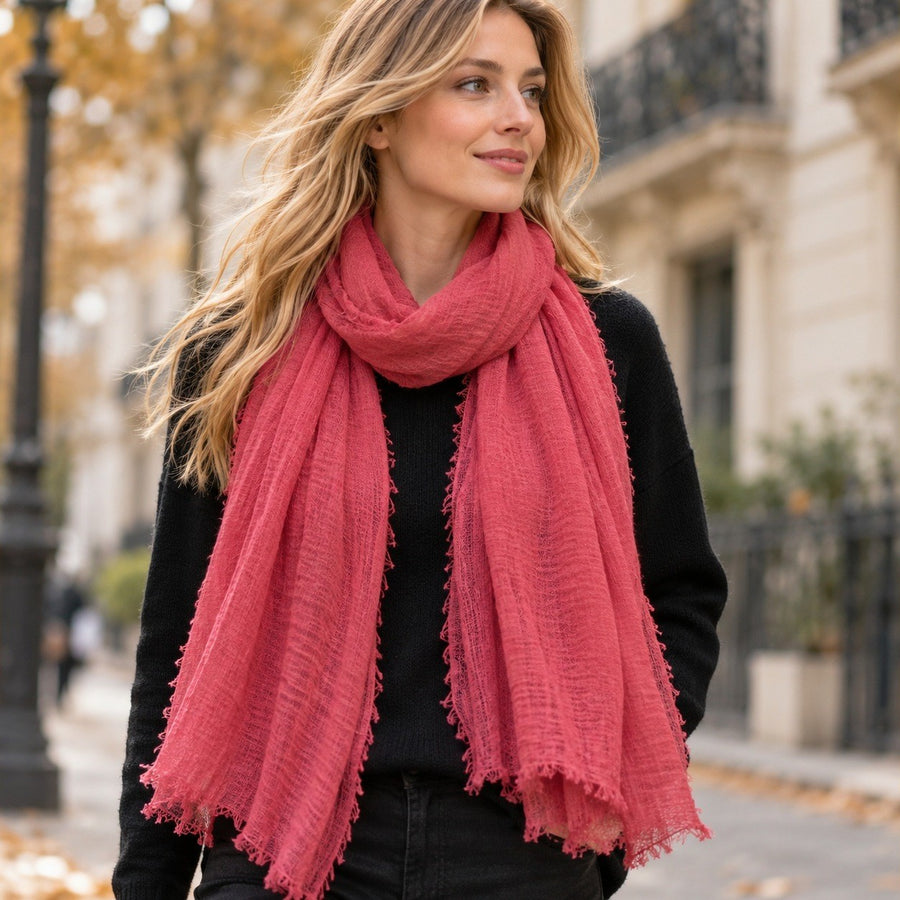 Étole Voile Plissé – Framboise