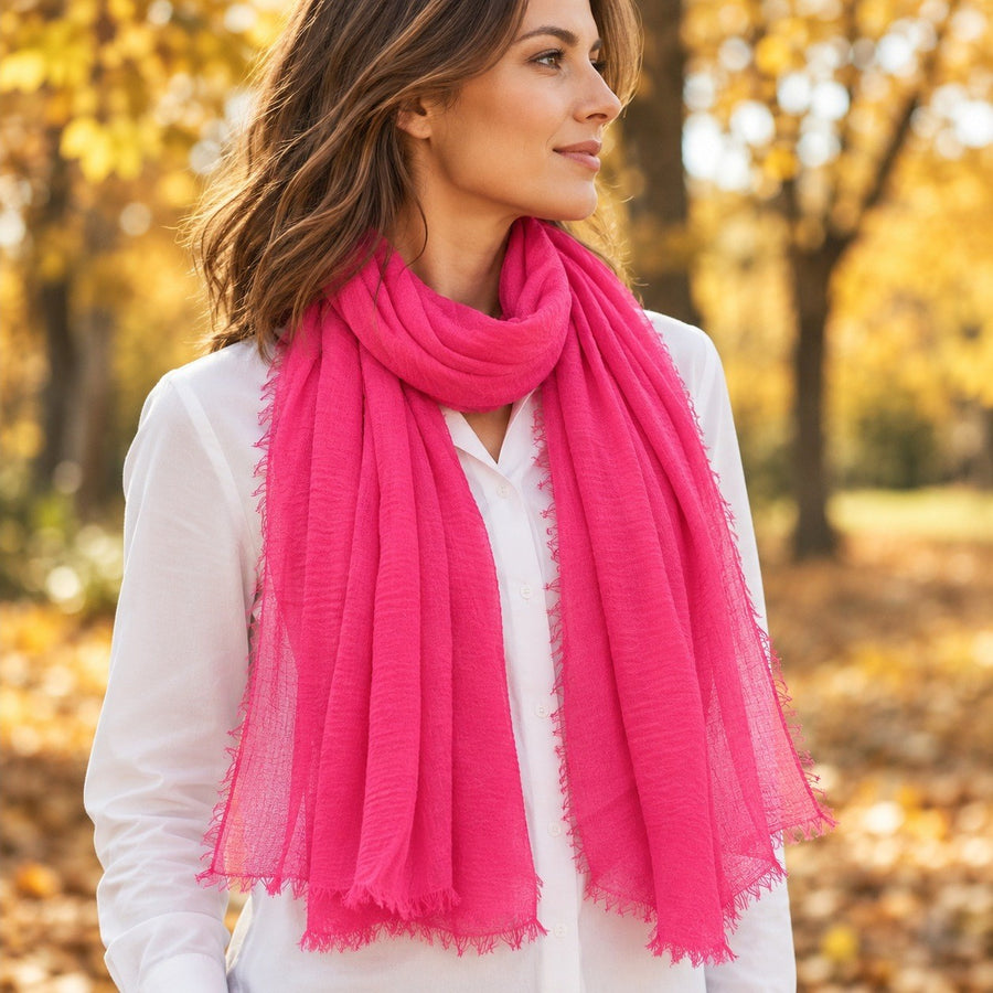 Étole Voile Plissé – Fuchsia