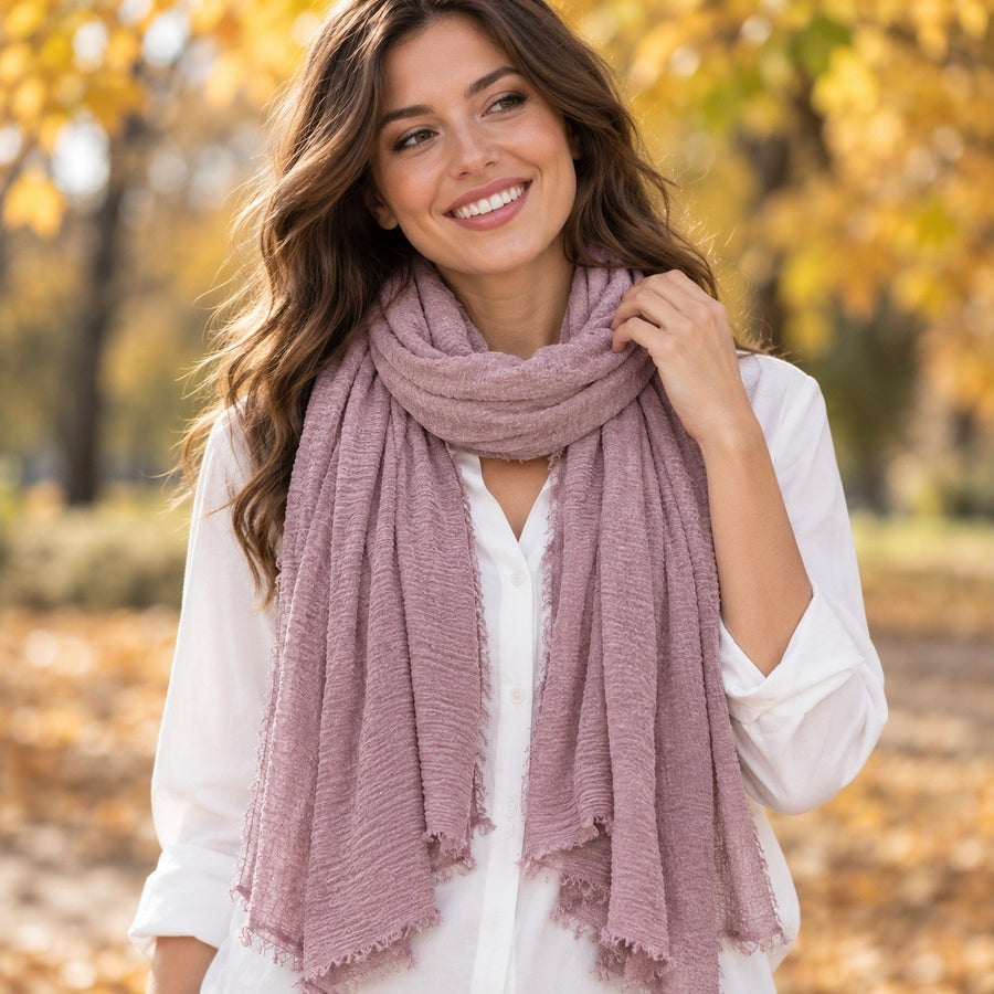 Étole Voile Plissé – Mauve