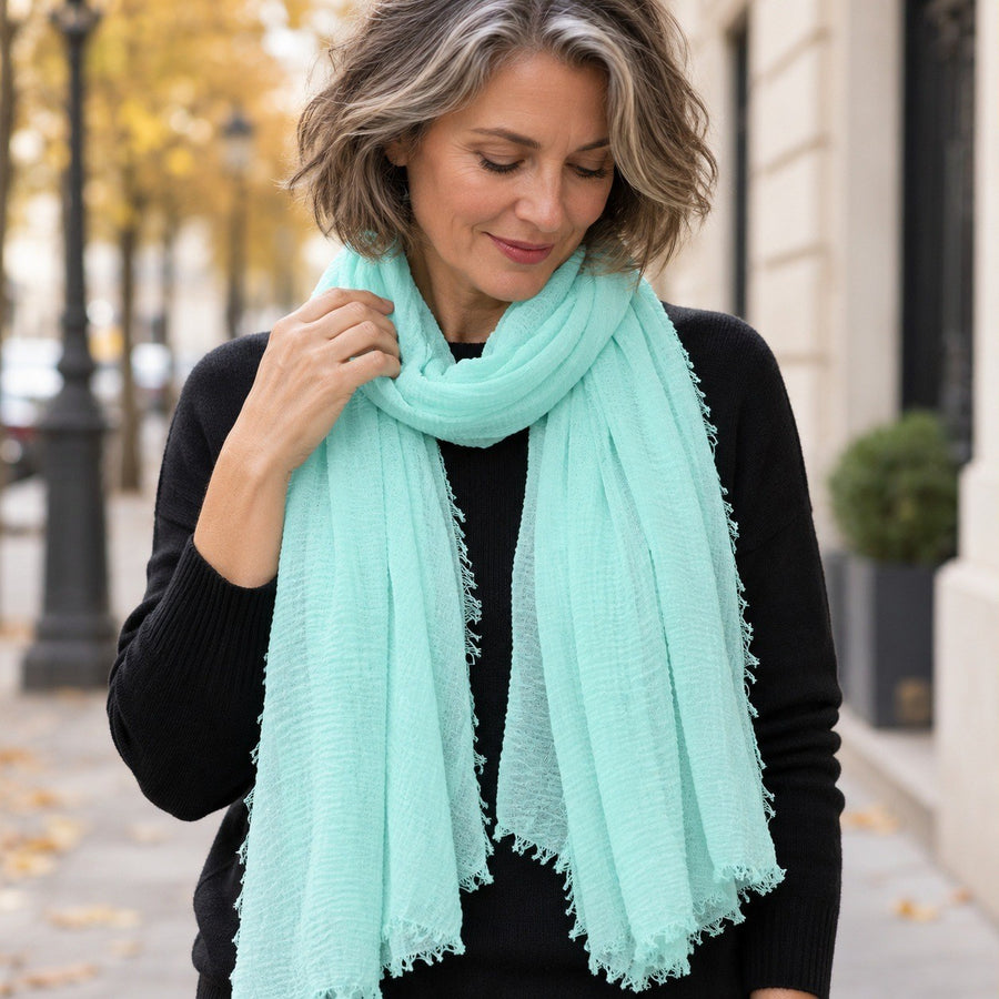Étole Voile Plissé – Menthe