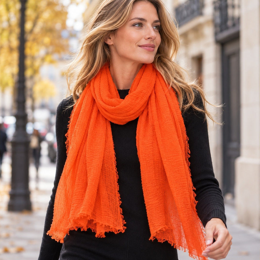 Étole Voile Plissé – Orange