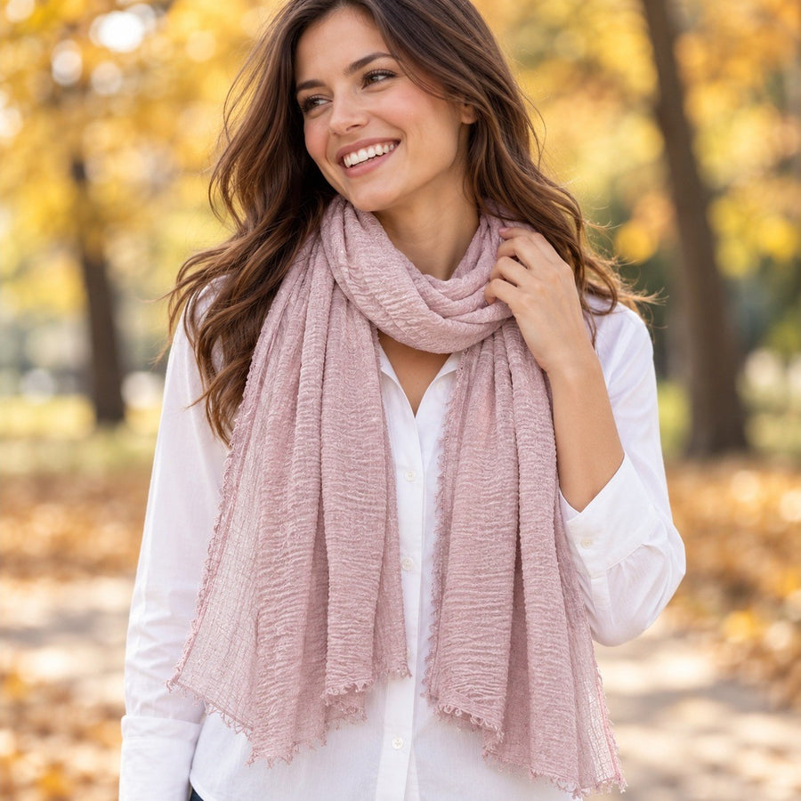 Étole Voile Plissé – Rose grisé