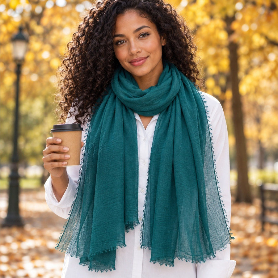 Étole Voile Plissé – Vert émeraude