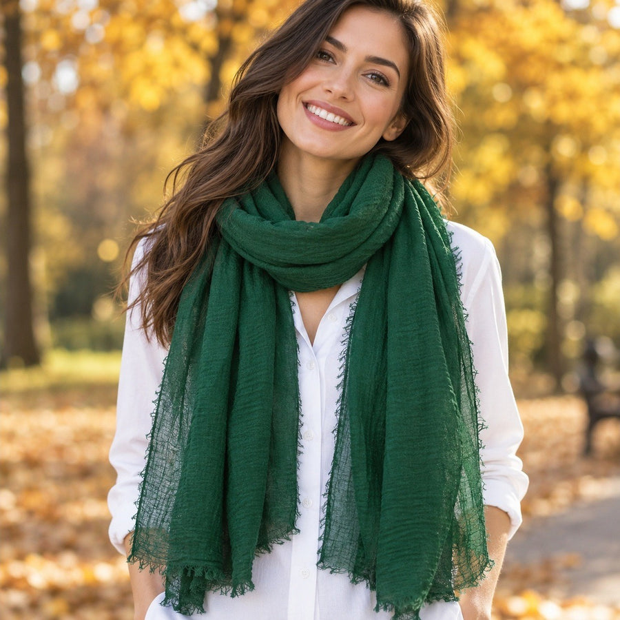 Étole Voile Plissé – Vert sapin