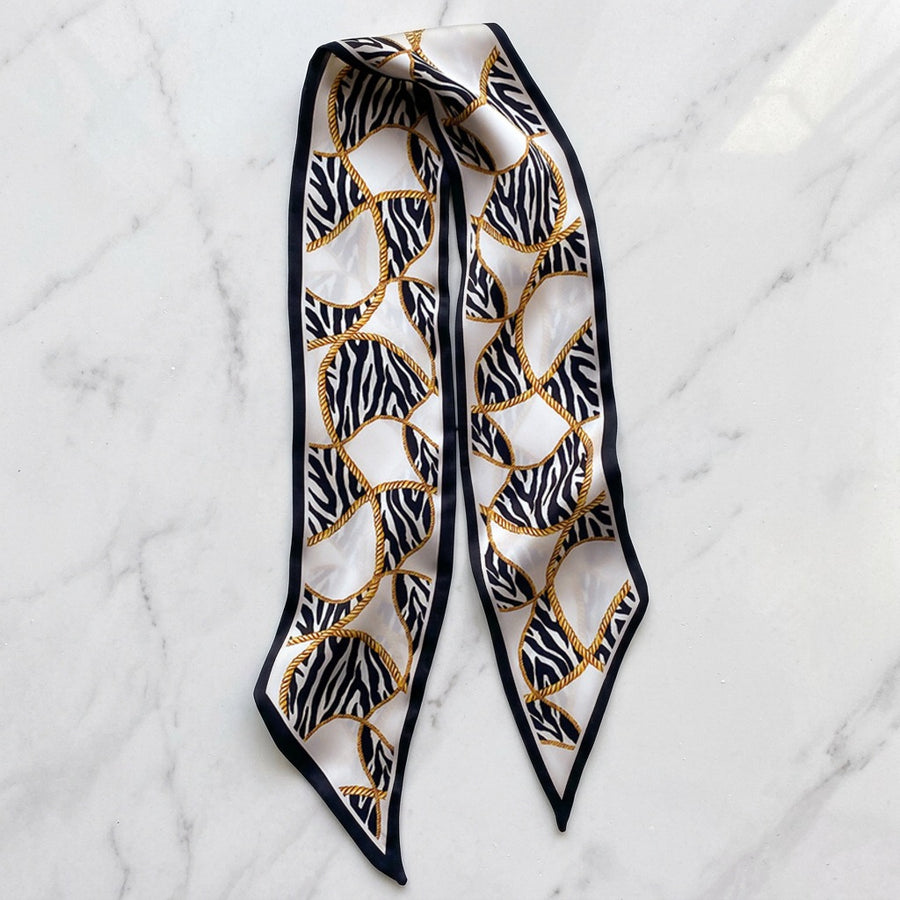Foulard Ruban Graphique – Noir et blanc