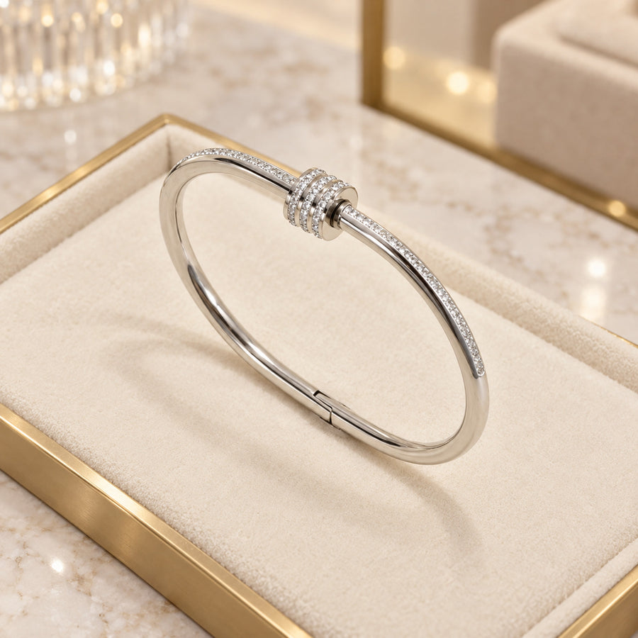 Jonc fin à assortir – Anneau de strass fin argent