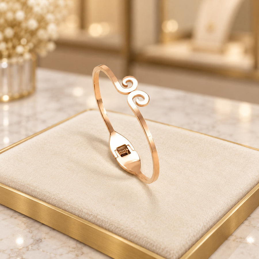 Jonc fin à assortir – Spirale or rose