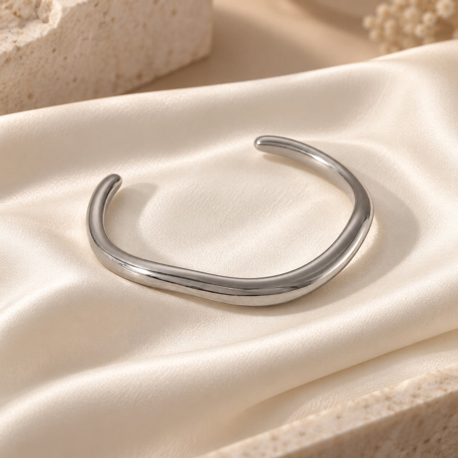 Jonc ouvert Vague – Argent Vague douce