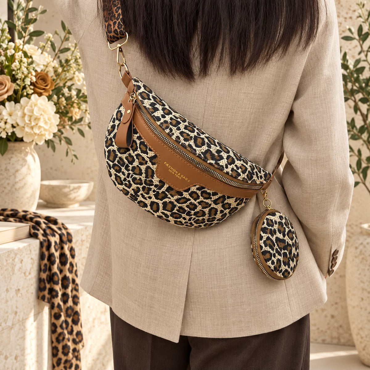 Sac banane Léopard Tissé
