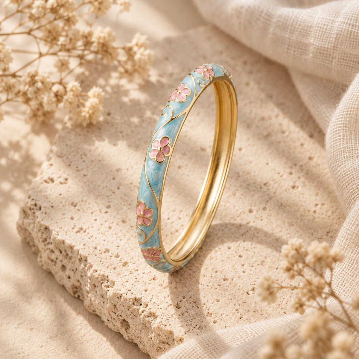 Jonc émaillé Fleurs peintes